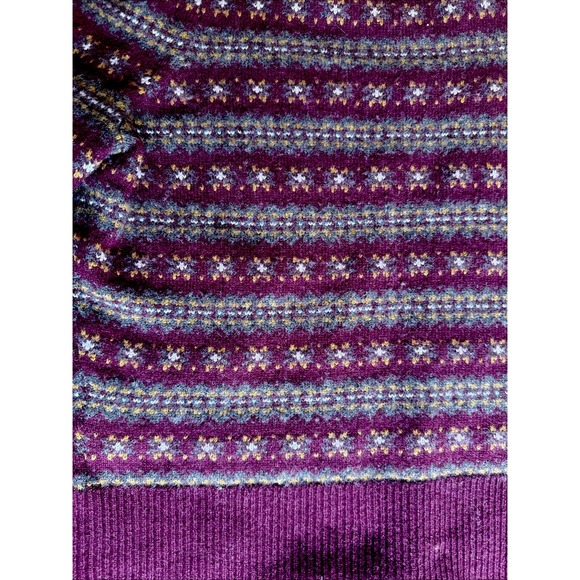 FAHERTY Highland Fair Isle Puff Sleeve Sweater Womens S Gray Merino Wool Blend - Picture 5 of 13